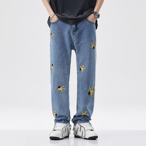 Men's Jeans 2023 American Style High Street Fashion Brand Straight Loose Pants Trendy Retro Wide Leg Trousers Summer