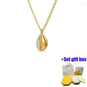 Chains Fashionable And Charming Diamond Inlaid Shell Collarbone Chain Jewelry Necklace Suitable For Beautifulwomen To Wear Free