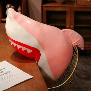 Fyllda plyschdjur Shark Head Plush Toys Open Mouth Fish Doll Ryggstöd Sovfylld docka Födelsedagspresent R230811