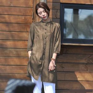 Ethnic Clothing Embroidered Cotton Linen Robe Long Shirt Loose Artistic Chinese Traditional Women's Top Comfortable Summer Retro Skirt