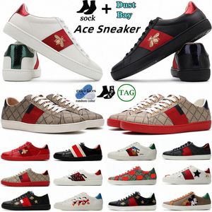 Designer Sneakers Casual Bee Shoes Italy Snake Leather broderade svarta män Tiger Chaussures Slästa vita svarta sporttränare L81A#