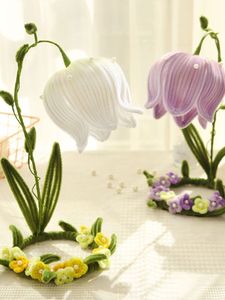 Decorative Objects Figurines Lily Of The Valley Table Lamp DIY Handmade Material Package Twisted Stick Flower Home Decor Birthday Gift Valentine's Day Mum 230810