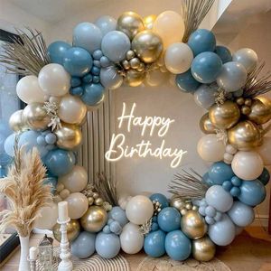 Decoração balão azul guirlanda balões metálicos decoração de aniversário de casamento crianças adulto chá de bebê menino globo