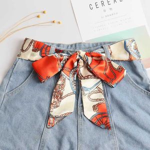 Gürtel Luxus Mode Langweiches Frauengürtel Chiffon Schal für Mädchenkleid Jeans Bag Hut mit mehrfarbiger Nachahmung Seidengürtel