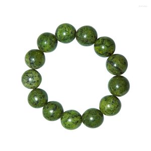 Strand Natural Green Tibetan Jade King Stone Bracelet Круглая шарика Магнитная энергия Мужская и женская метеорит
