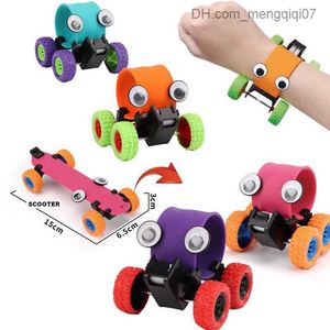 Pull Toys New Children's Armband Deformation Scooter Pull Back Armband 2-i-1 Creative Collision Toy Scooter Finger Decompression Toy Z230814