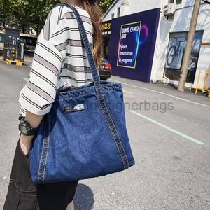 Umhängetaschen Denim Canvas Bag Damen Umhängetasche große Kapazität Einfache vielseitige Einkaufstasche Kunst Einkaufstasche Handtasche kühle BagstylishDesigner -Tags