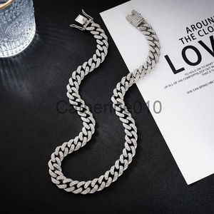 Pendant Necklaces Hip hop trendsetter Cuban chain with diamond inlaid zircon Cuban necklace 12mm full diamond men and women's domineering necklace J230811