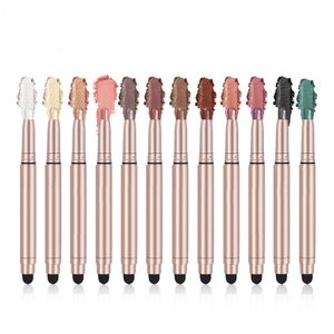 Eye Shadow 12Pcs/Set Double Head Eyeshadow Pen Shimmer Makeup Eyeliner Stick Crayon Silkworm Glitter Pigmented Maquiagem Matte Highlighter 230810