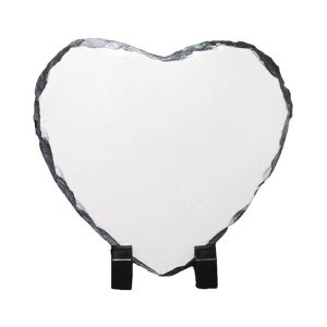 wholesale 6x6 inch sublimation Blank photo slate rock plaque heart shape Heat Transfer Picture Frame Blanks LL