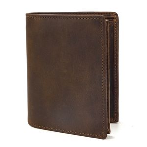 Cüzdanlar D% 100 Cowhide Kısa Retro Erkekler Marka Tasarımcısı Vintage Style Erkekler Cüzdanları Yüksek Kaliteli Erkek Kart