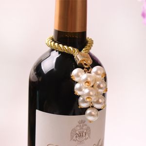 New creative highlight pearl wine bottle decorative pendant table decoration beaded pendant napkin ring wine bottle ring