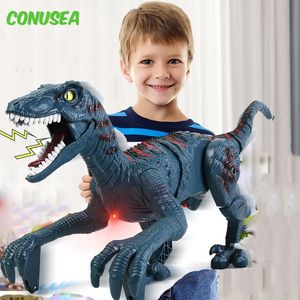 ElectricRC Animals Remote Control Dinosaur Toys Kid 8Ch 24G Radio Controlled Velociraptor Toy Imitates Walking and Sounds Shaking Head for Boy 230810