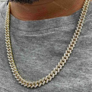 Colares de pingente 10mm 22 polegadas Mens Real Gold Hip Hop Chains Vvs Moissanite Diamond Chain Prong Set 10K Gold Cuban Link Chain