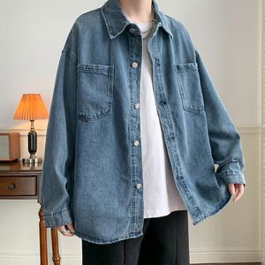 Mens Jackets Korean Blue Casual Workwear Jean Jacket Loose Youth Manlig Male Vintage Streetwear Clothes Fashion Denim 230810