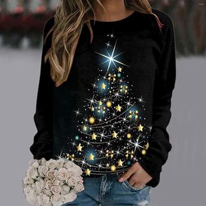 Women's Hoodies Christmas Sweatshirt Women Tree Print Long Sleeve Shirt Merry Pullover Tops Ladies Jacket