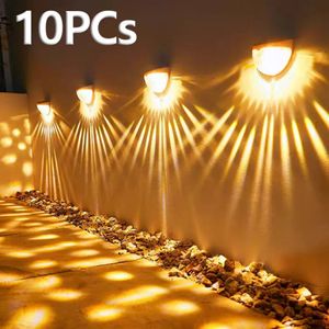 1-10PCs 6LED Solar Wall Light Outdoor Wall Lamps Waterproof Energy Lamps Step Courtyard Garden Decoration Lights