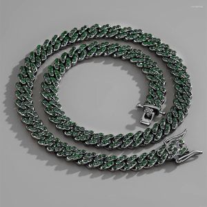 Chains Men Women Hip Hop Iced Out Bling Chain Necklace Miami Emerald Cuban Punk Link Necklaces Fashion Charm Jewelry Gift