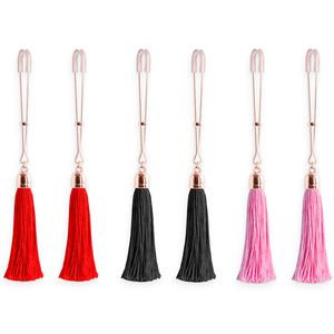 Bondage Metal Nipple Clips With Tassels Set Rosegold Female Breast Clamps Restraints Teasing Sex Toy Slave For Women 230811