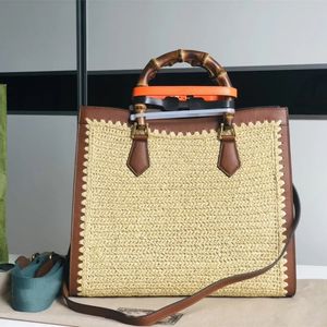 Designer Luxury Handbags Totes G Bambu Diana Tote 678842 Beige Woven Axel Tote 2way Handbag 707449 9a Top Quality