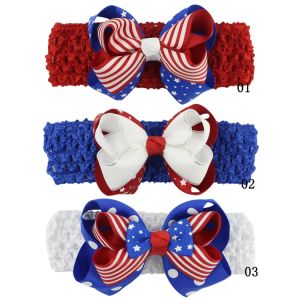 baby girl hairband on American independence day flag stars printed toddler bow hairpinZZ