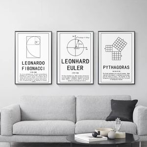Math Education Canvas Painting Math Pythagoras Gauss Euler Posters and Prints Pictures Mathematicians Room Classroom Decor No Frame Wo6