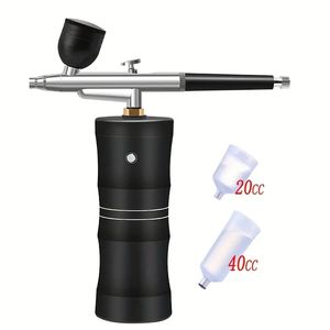 1 Set tragbarer Airbrush Mini Air Compressor Kit Lacksprühpistole für Nagelkunst Tattoo Craft Cake Nano Nebel Sprühgerät