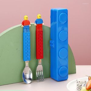 Dinnerware Sets Durable Stainless Steel Portable Cutlery Colorful Design Storage Fun And Educational Easy To Store Gift