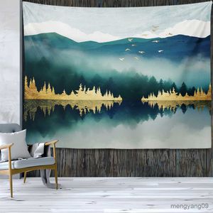 Tapissries Nordic Mountains Sunrise Metal Tapestry Hippie Home Decoration Wall Decoration Room Decoration Wall Decoration R230812
