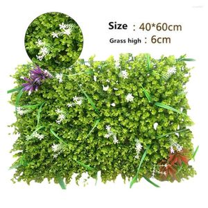 Fiori decorativi 1pc Turf artificiale in plastica Green erba verde pianta da prato quadrati 40 60 cm Bellissime decorazioni per la decorazione della parete domestica