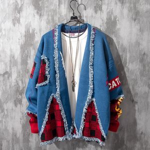 Mens Sweaters Men Clothing Retro Knitted Cardigan Stitching Couple Lazy Sweater FallWinter Baggy Coat Korean Fashion 230811