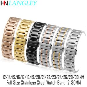 Bande di orologi 12-30 mm di orologi in acciaio inossidabile di grandi dimensioni 14151617181920212222324262628 mm Larghezza orologi Sostituzione del braccialetto cinghia 230810