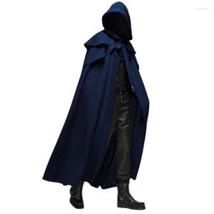 Herren Trench Coats Männer Umhang mit Kapuze massiv locker winddichtem Herren Mantel Chic Winter Long Cape Poncho Monk Outerwear Oversize