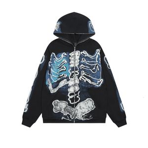 Mens Hoodies Sweatshirts Streetwear Hoodie Womens 1 High Quality Skull Print Hooded Autumn Winter Zipper Pullover Coat 230811