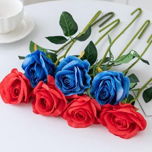 Decorative Flowers 48cm Artificial Rose Silk Long Branch Bouquet For Wedding Home Room Table Centerpiece Decor Fake Plant Wreath Accessory