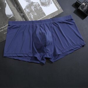 Underbyxor Youth Ice Silk U konvex Pouch Boxer Shorts Mäns elastiska underkläder Ultratunna trosor Pojkens sexiga transparenta Gasy Sports