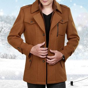 Men's Trench Coats Warm Coat Lapel Woolen Double Collar Long Jacket Winter Men