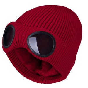 CP Beanie Bonnet Şapka Tasarımcısı Beanie Cp Hat İki Lens Kış Örgü Şapkalar Goggles Gözlük Erkekler Kaplar Fasulye Beanie Cp Hat S