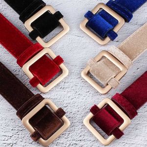 Belts Velvet Sweater Accessories for Women's Belt Dresses with Square Buttons and Waistbands Wear Belts Runway Strap