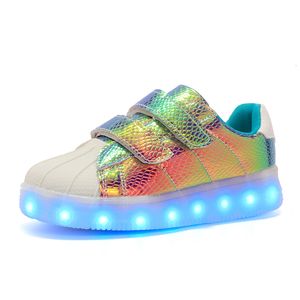 スニーカーJawaykids USB充電可能なLEDキッズシューズライトボーイズガールズシューズメンファッションライトアップLED光る靴230811