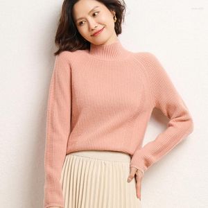 Kadın Sweaters Sonbahar ve Kış Yün Sweater Yarı Yatak Çizgili Örme Gevşek Pullover Alt Gömlek