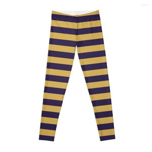 Active Pants Small Navy Blue and Gold Horizontal Stripes Leggings Legins for Woman Wear Women Sporty