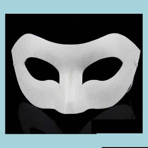 Party Masks White Half Face Mask Halloween Blank Paper Zorro Diy Hiphop Handpanted Street Dancing 10st/Lot Drop Delivery Home Gard DHCPD