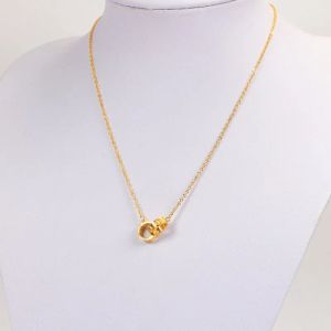 Double Layered Heart Pendant Necklace 18K Gold Double Loop Charms 316L Stainless Steel Necklaces Jewelry for Women Gift