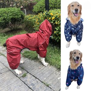 ドッグアパレル犬レインコート防水ジッパー服ハイネックフード付きジャンプスーツ