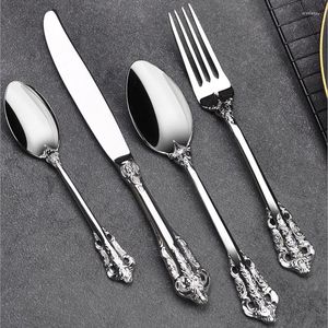 Dinnerware Sets 24PCS Sliver Cutlery Set Luxury Mirror Polishing Tableware 304 Stainless Steel Dinner Knife & Fork