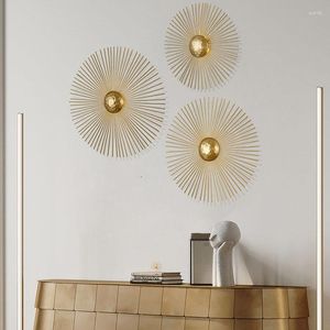 Wall Lamp Art Deco Sun LED El Hall Foyer Shop Bedroom Sconce Gold Metal Warm Novelty Free Combination Atmosphere Lighting