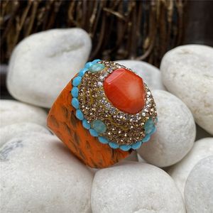 Anelli di nozze fatti fatti fatti a mano Ring Bamboo Coral Ring Ladies Apertura di gioielli di lusso regolabile di lusso di lusso 230810