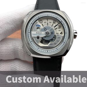 Wristwatches 49mm Seven Men's Automatic Mechanical Silver Wristwatch SF-V1/01 Friday Clock MIYOTA Movement Black Leather Strap