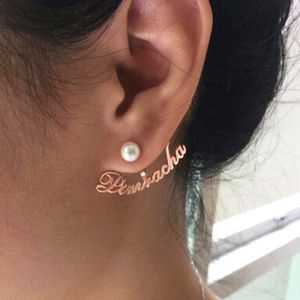 Hoop Huggie DODOAI Zircon Name Earrings Nameplate Stud Earring For Women Personalized Custom Letter CZ Curved BFF 230811